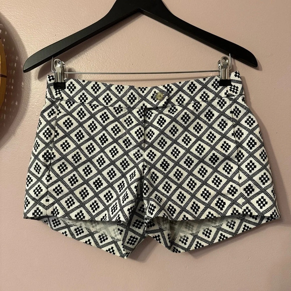 J Crew Geometric Print Chino Shorts Stretch  Women Size 0 - Picture 1 of 7